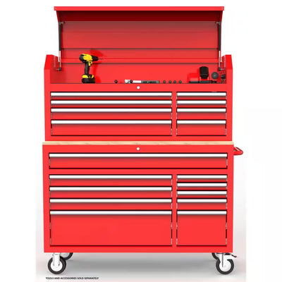 Modular Tool Storage 52 In. W Standard Duty Red Mobile Workbench Cabinet with 8-Drawer Top Tool Chest