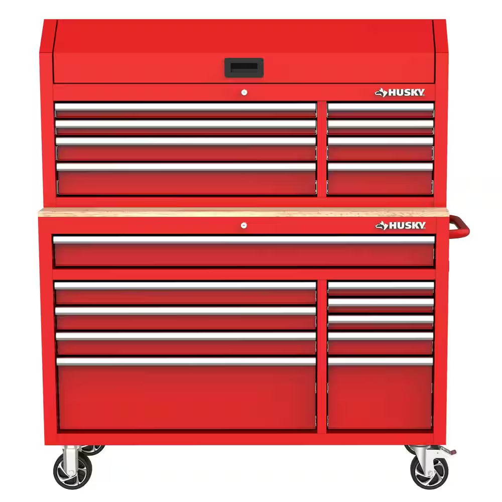 Modular Tool Storage 52 In. W Standard Duty Red Mobile Workbench Cabinet with 8-Drawer Top Tool Chest