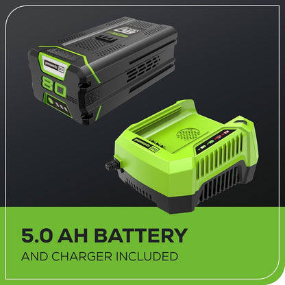 Greenworks 80V 25" Brushless Cordless ( Self-Propelled) Lawn Mower (75+ Compatible Tools), 5.0Ah Battery and Charger Included