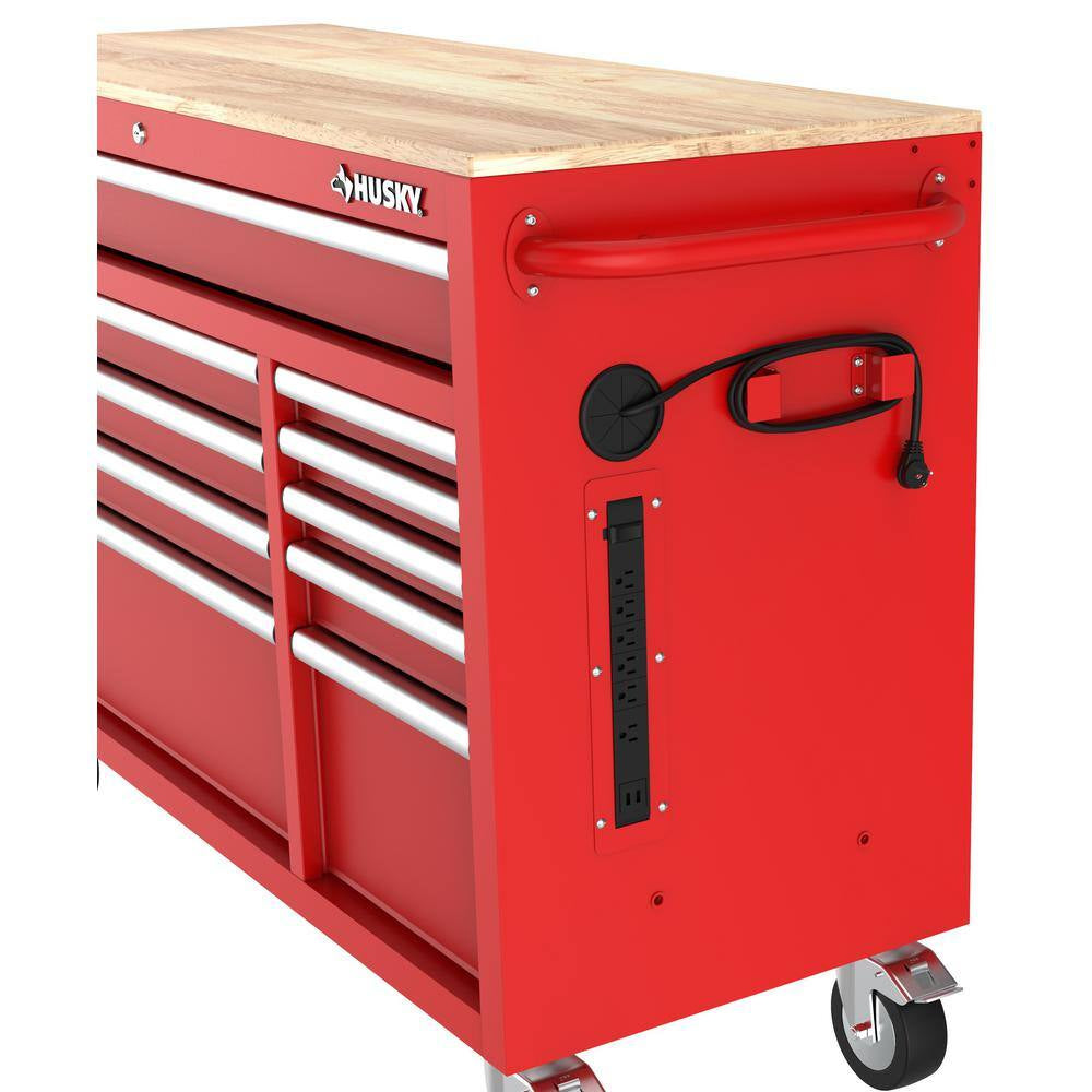 Modular Tool Storage 52 In. W Standard Duty Red Mobile Workbench Cabinet with 8-Drawer Top Tool Chest