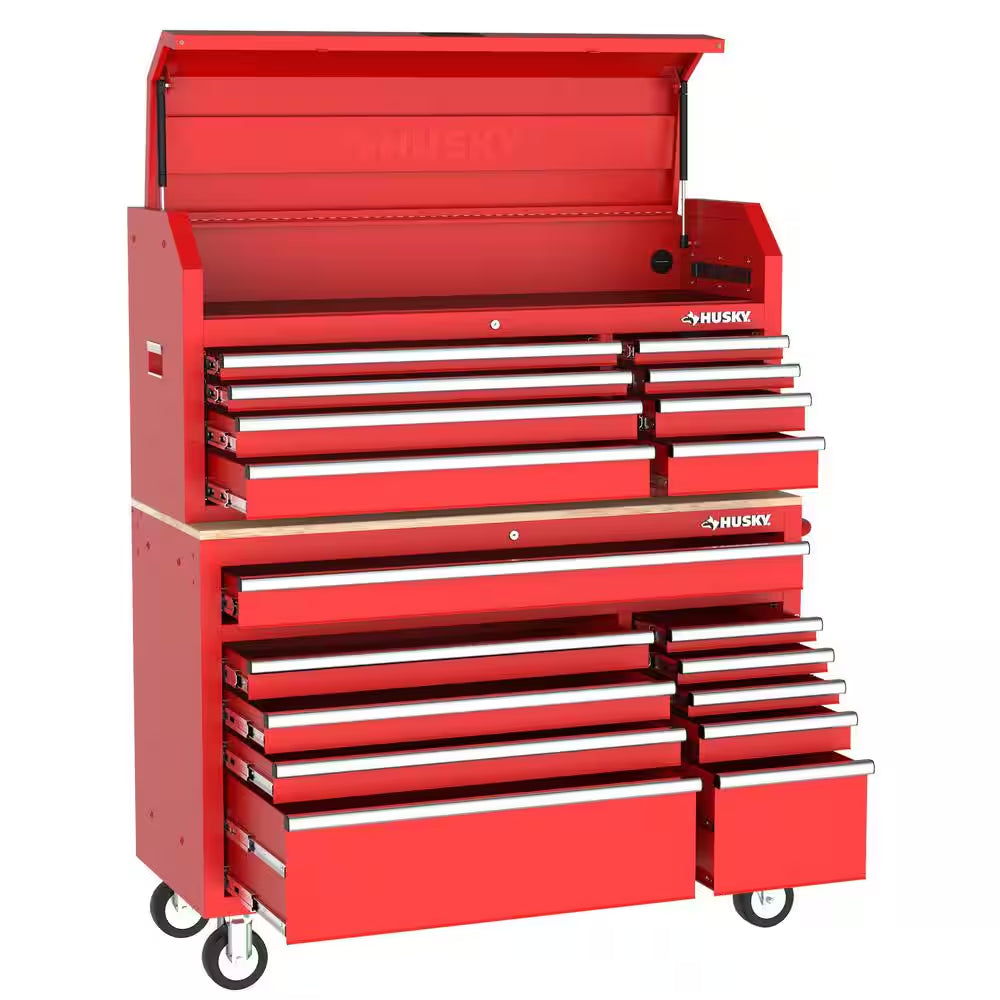 Modular Tool Storage 52 In. W Standard Duty Red Mobile Workbench Cabinet with 8-Drawer Top Tool Chest