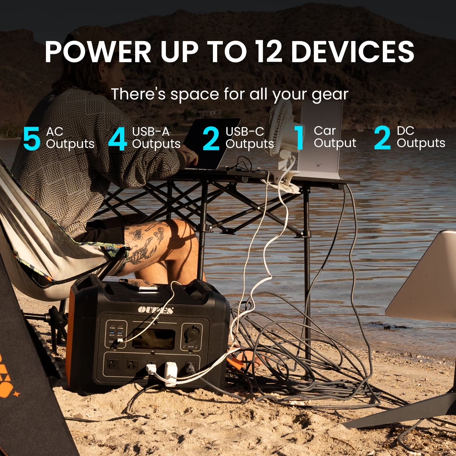 OUPES 2400 Portable Power Station,2232Wh Lifepo4 Battery,2400W AC Output, Fast Charge, Solar Generator for Camping,Emergency, RV, Off-Grid Living