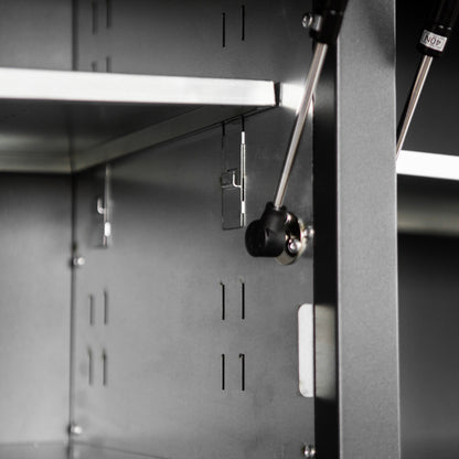 72-Inch Rolling Tool Chest Workstation with LED Lighting, Power Outlets and Overhead Cabinets