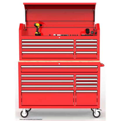 Modular Tool Storage 52 In. W Standard Duty Red Mobile Workbench Cabinet with 8-Drawer Top Tool Chest