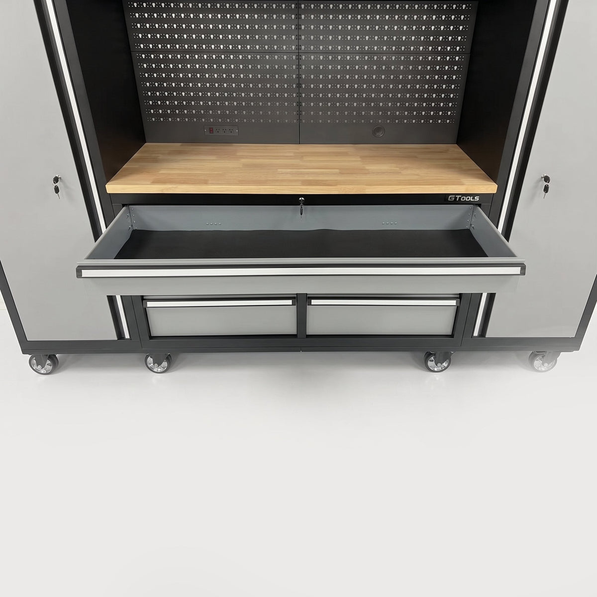 100" Rolling Tool Chest Workstation with Bench Top & Side Lockers