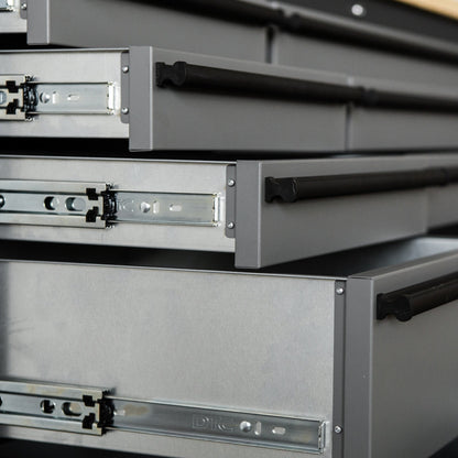 72-Inch Rolling Tool Chest Workstation with LED Lighting, Power Outlets and Overhead Cabinets