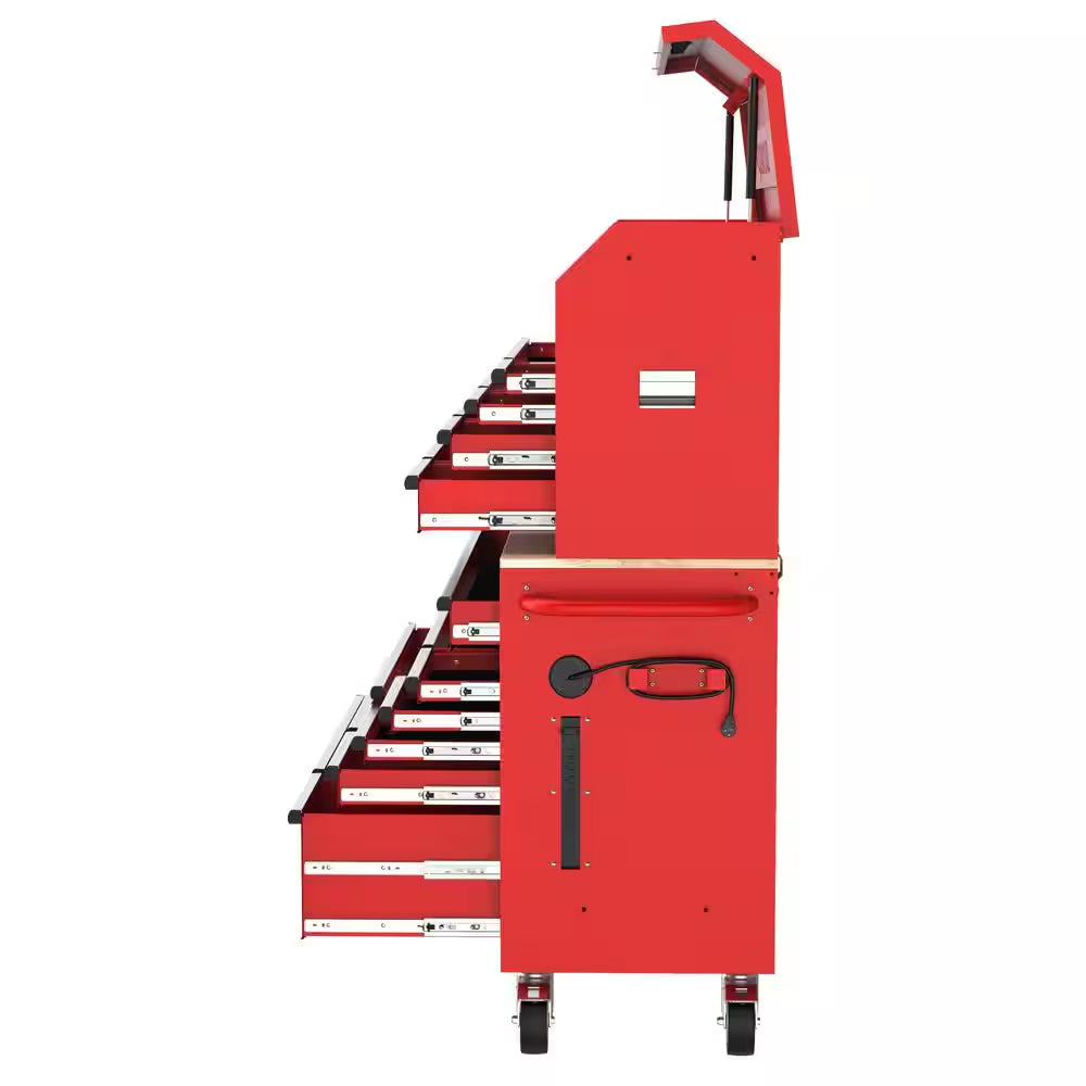 Modular Tool Storage 52 In. W Standard Duty Red Mobile Workbench Cabinet with 8-Drawer Top Tool Chest